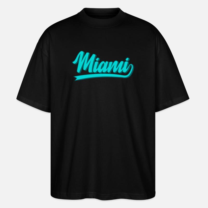 Miami Neon Script Turquoise - Stanley/Stella Oversized Unisex Bio T-Shirt Blaster 2.0 - Schwarz