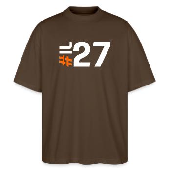 IL27-KARTON - Stanley/Stella Oversized Unisex Bio T-Shirt Blaster 2.0 - Dunkelbraun - Vorne - Alina (178cm) & Michal (187cm)