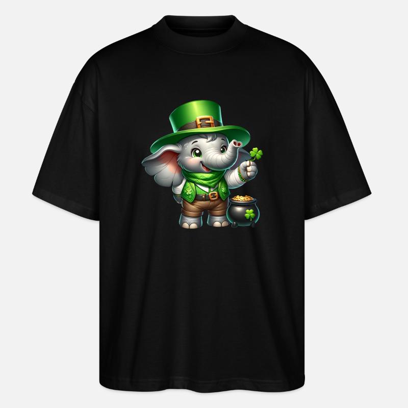 St. Patricks Day Elefant Feier - Stanley/Stella Oversized Unisex Bio T-Shirt Blaster 2.0 - Schwarz