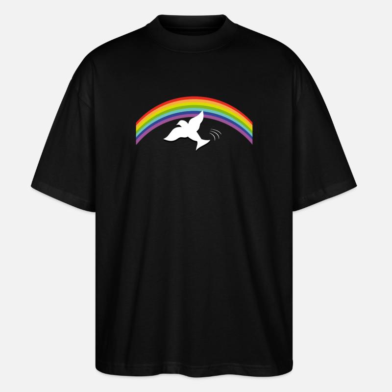 RAINBOW Regenbogen with peace dove - Stanley/Stella Oversized Unisex Bio T-Shirt Blaster 2.0 - Schwarz