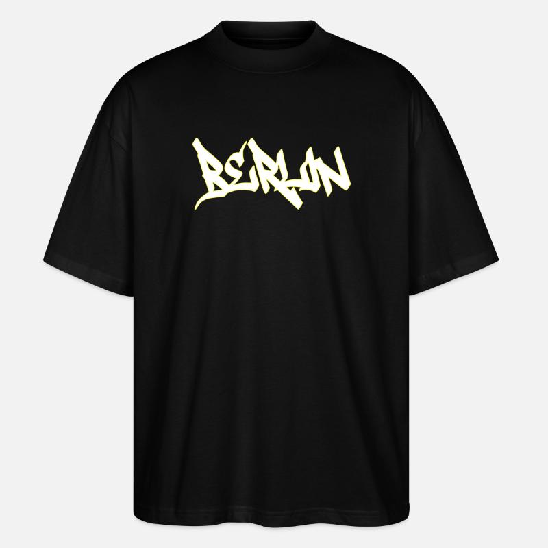 Berlin Graffiti Brown Lettering - Stanley/Stella Oversized Unisex Organic T-shirt Blaster 2.0 - black