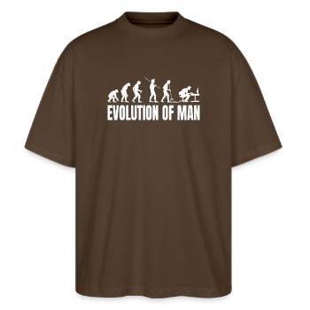 Évolution du programmeur informatique Codeur informatique - T-shirt bio Blaster 2.0 coupe oversize Stanley/Stella Unisexe - marron foncé - Devant - Alina (178cm) & Michal (187cm)