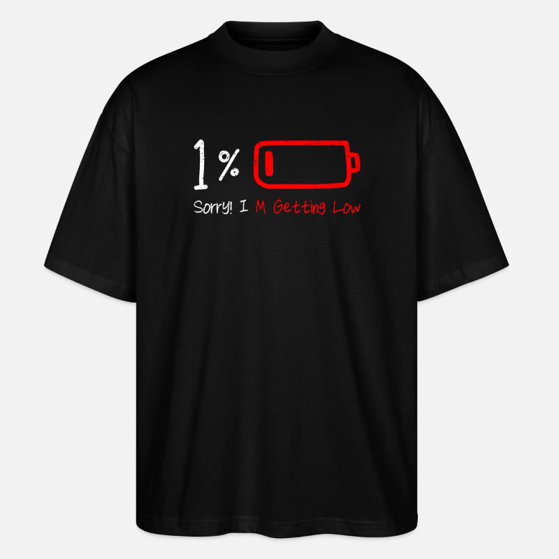Minimalistische Batteriewarn-Illustration - Stanley/Stella Oversized Unisex Bio T-Shirt Blaster 2.0 - Schwarz