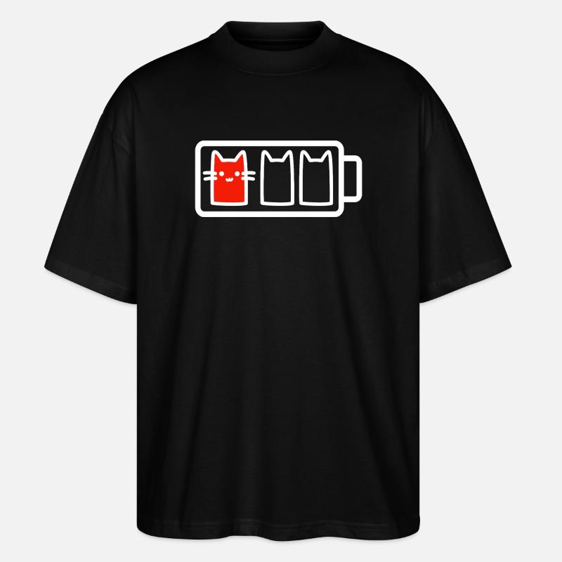 Katze mit wenig Batterie - Stanley/Stella Oversized Unisex Bio T-Shirt Blaster 2.0 - Schwarz