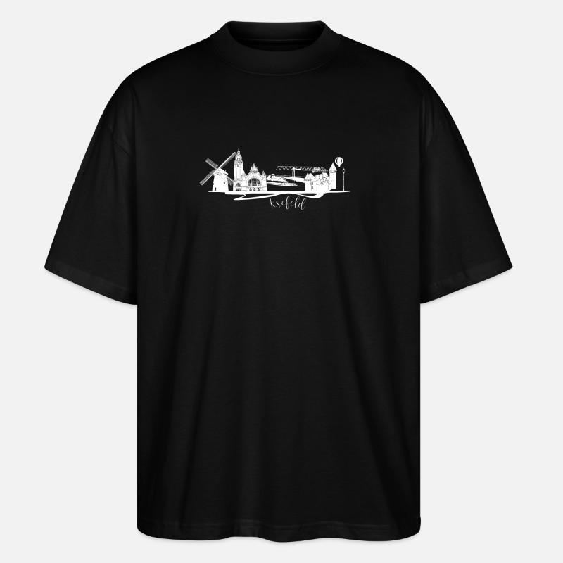 Krefeld skyline with windmill - Stanley/Stella Oversized Unisex Organic T-shirt Blaster 2.0 - black