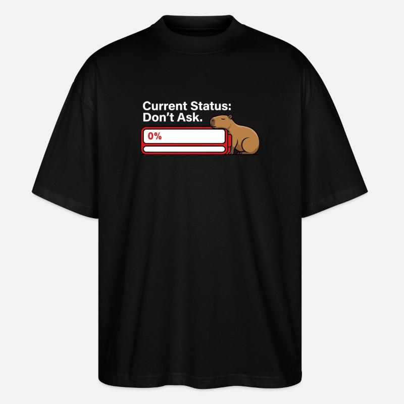 Capybara müde Batterie leerer Humor - Stanley/Stella Oversized Unisex Bio T-Shirt Blaster 2.0 - Schwarz