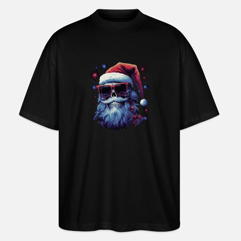 Schädel mit Weihnachtsmütze - Stanley/Stella Oversized Unisex Bio T-Shirt Blaster 2.0 - Schwarz