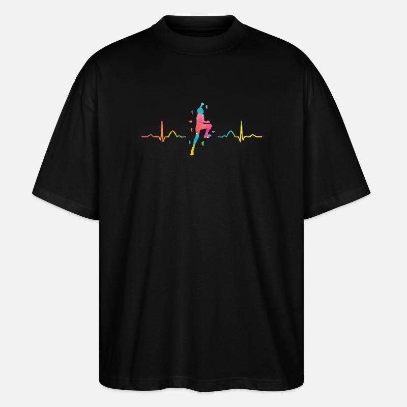 Boulderer Herzschlag Boulder Bouldern - Stanley/Stella Oversized Unisex Bio T-Shirt Blaster 2.0 - Schwarz