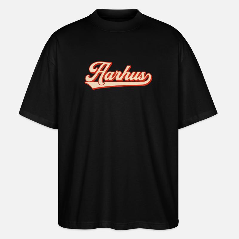 Look rétro Aarhus – Lettrage Danemark - T-shirt bio Blaster 2.0 coupe oversize Stanley/Stella Unisexe - noir