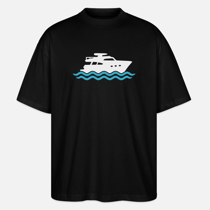 Yacht Silhouette Motorboot - Stanley/Stella Oversized Unisex Bio T-Shirt Blaster 2.0 - Schwarz