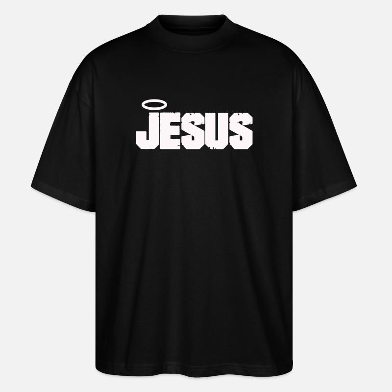 Lettres de Jésus avec auréole - T-shirt bio Blaster 2.0 coupe oversize Stanley/Stella Unisexe - noir
