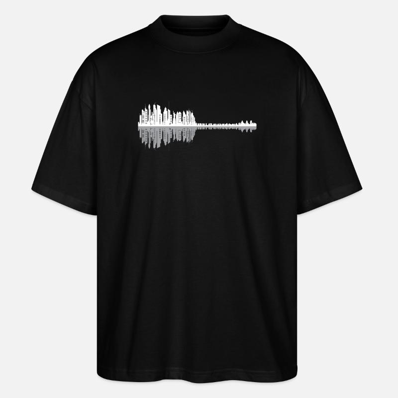 Urban Guitar Skyline - Stanley/Stella Oversized Unisex Bio T-Shirt Blaster 2.0 - Schwarz