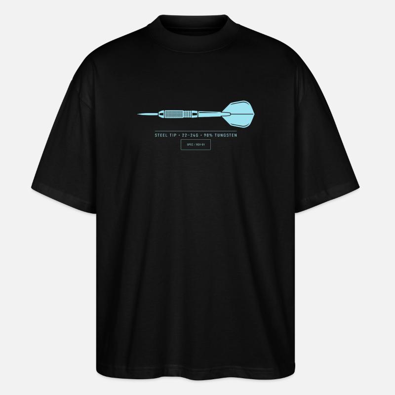 Dart Illustration Technische Blaupause Dartpfeil - Stanley/Stella Oversized Unisex Bio T-Shirt Blaster 2.0 - Schwarz