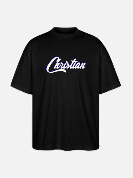 Personalized Christian Name Lettering - Stanley/Stella Oversized Unisex Organic T-shirt Blaster 2.0 - black