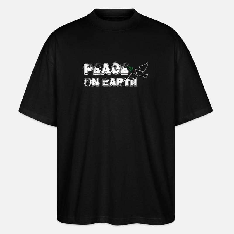 Peace on Earth | with Bird - Stanley/Stella Oversized Unisex Organic T-shirt Blaster 2.0 - black