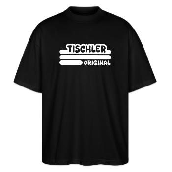 Beruf Tischler - Stanley/Stella Oversized Unisex Bio T-Shirt Blaster 2.0 - Schwarz - Vorne - Alina (178cm) & Michal (187cm)