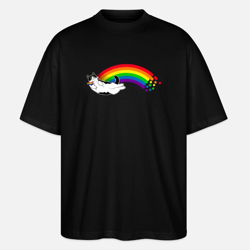 Chat arc-en-ciel - T-shirt bio Blaster 2.0 coupe oversize Stanley/Stella Unisexe - noir