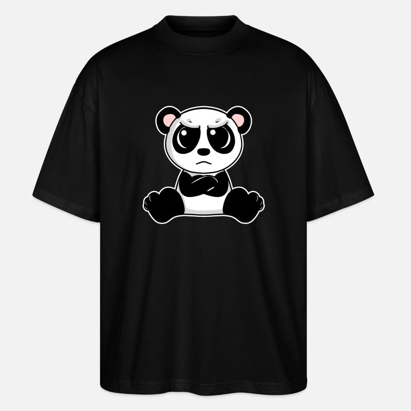 Cute panda is annoyed - Stanley/Stella Oversized Unisex Organic T-shirt Blaster 2.0 - black