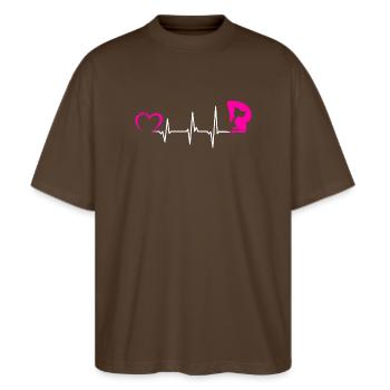 Quote for a contortionist - Stanley/Stella Oversized Unisex Organic T-shirt Blaster 2.0 - mocha - Front - Alina (178cm) & Michal (187cm)