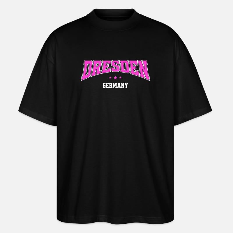 Dresden Germany Pink College Design - Stanley/Stella Oversized Unisex Bio T-Shirt Blaster 2.0 - Schwarz