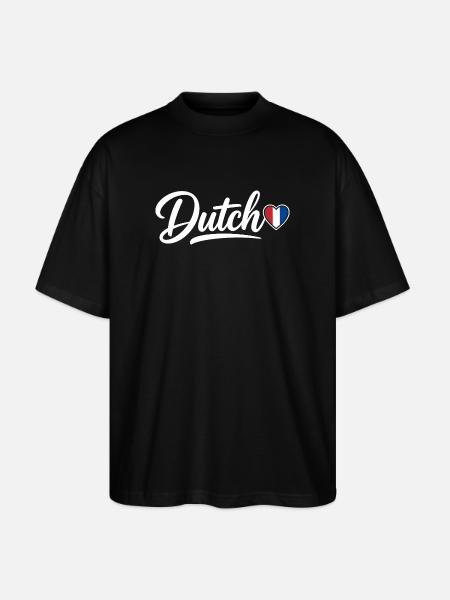 Dutch Script with Flag Heart Fan Patriotic - Stanley/Stella Oversized Unisex Organic T-shirt Blaster 2.0 - black