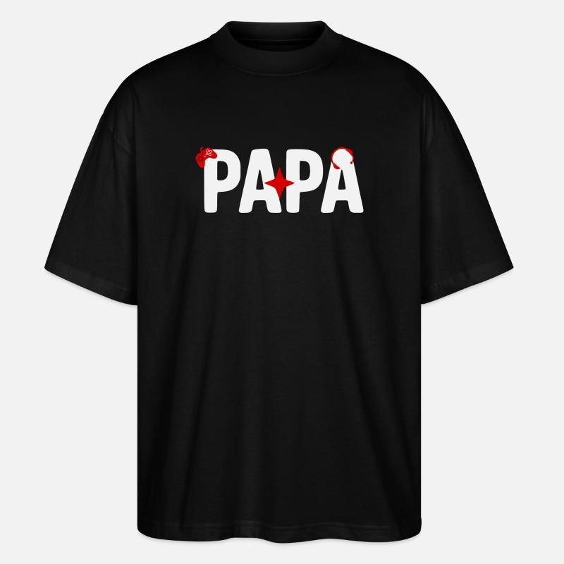 Papa Gamer mit Controller - Stanley/Stella Oversized Unisex Bio T-Shirt Blaster 2.0 - Schwarz