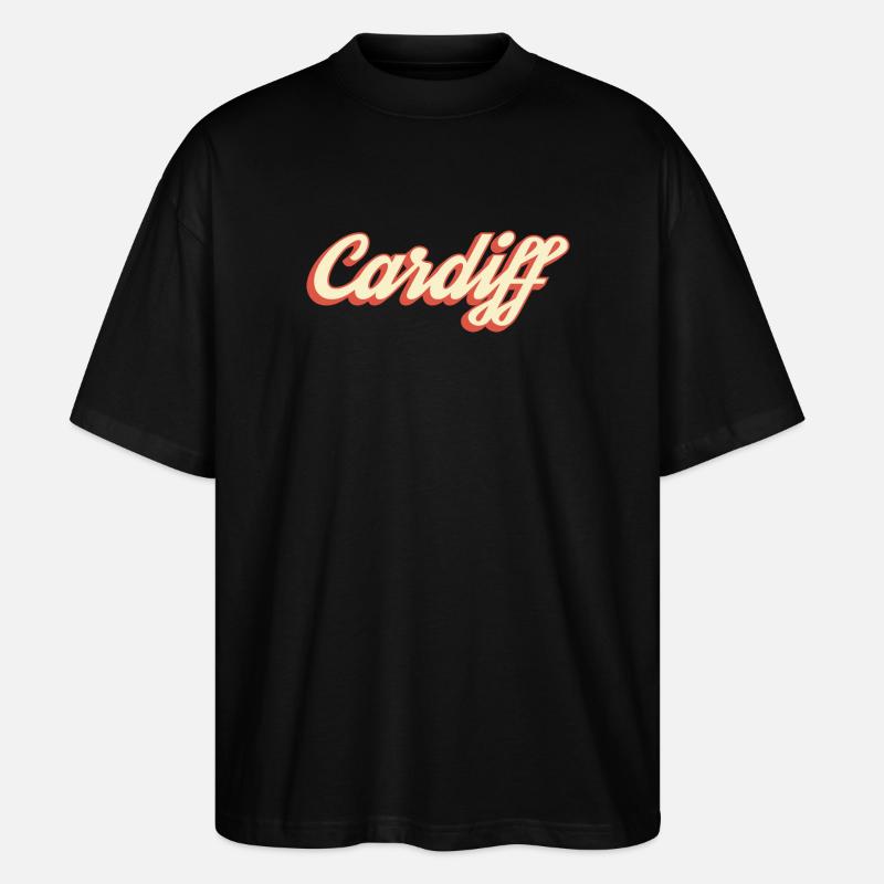 Logo rétro Script de Cardiff - T-shirt bio Blaster 2.0 coupe oversize Stanley/Stella Unisexe - noir
