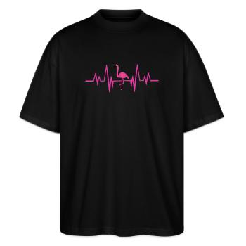Battement de cœur des flamants roses - T-shirt bio Blaster 2.0 coupe oversize Stanley/Stella Unisexe - noir - Devant - Alina (178cm) & Michal (187cm)