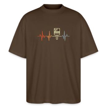 Ligne de cœur du peintre Varnisher - T-shirt bio Blaster 2.0 coupe oversize Stanley/Stella Unisexe - marron foncé - Devant - Alina (178cm) & Michal (187cm)