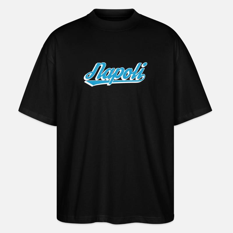 Napoli Retro Script Blau - Stanley/Stella Oversized Unisex Bio T-Shirt Blaster 2.0 - Schwarz