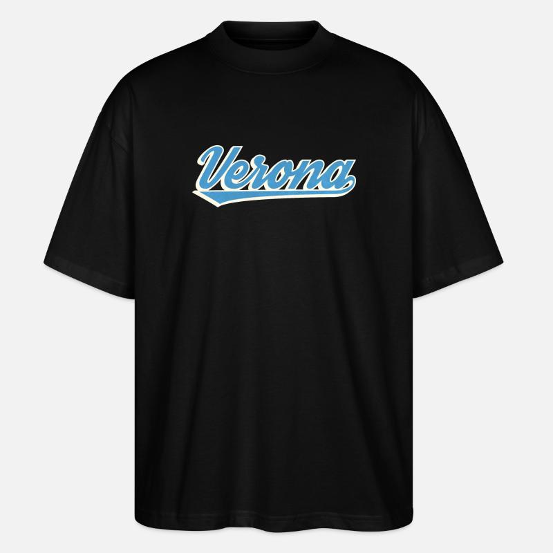 Verona Blau Script Logo - Stanley/Stella Oversized Unisex Bio T-Shirt Blaster 2.0 - Schwarz