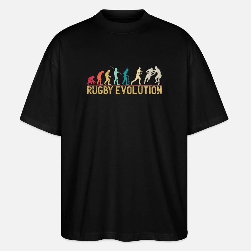 Rugby Evolution Silhouette Design - Stanley/Stella Oversized Unisex Organic T-shirt Blaster 2.0 - black