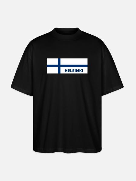 Helsinki City in Finnish Flag - Stanley/Stella Oversized Unisex Organic T-shirt Blaster 2.0 - black