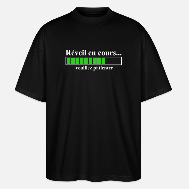 Ladeanzeige, Wecker läuft: - Stanley/Stella Oversized Unisex Bio T-Shirt Blaster 2.0 - Schwarz
