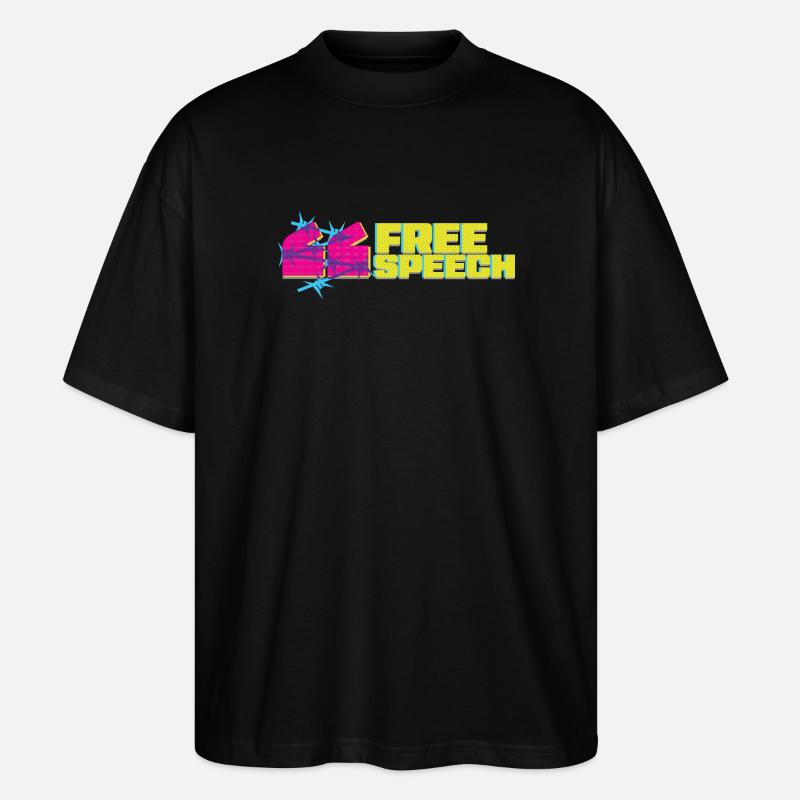 Lebendiges Graffiti-T-Shirt-Design mit freier Rede - Stanley/Stella Oversized Unisex Bio T-Shirt Blaster 2.0 - Schwarz