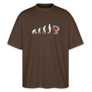 Quote for a contortionist - Stanley/Stella Oversized Unisex Organic T-shirt Blaster 2.0 - mocha - Front - Alina (178cm) & Michal (187cm)
