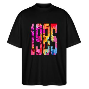 BUNT 41. GEBURTSTAG 1985 - Stanley/Stella Oversized Unisex Bio T-Shirt Blaster 2.0 - Schwarz - Vorne - Alina (178cm) & Michal (187cm)