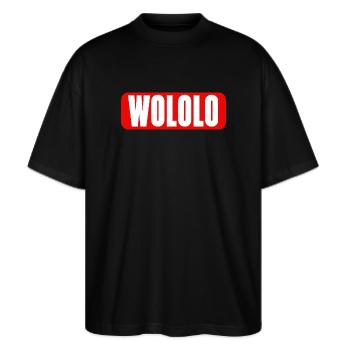 Wololo - 1a - Mobii_3 Edition - Red&White - Stanley/Stella Oversized Unisex Bio T-Shirt Blaster 2.0 - Schwarz - Vorne - Alina (178cm) & Michal (187cm)