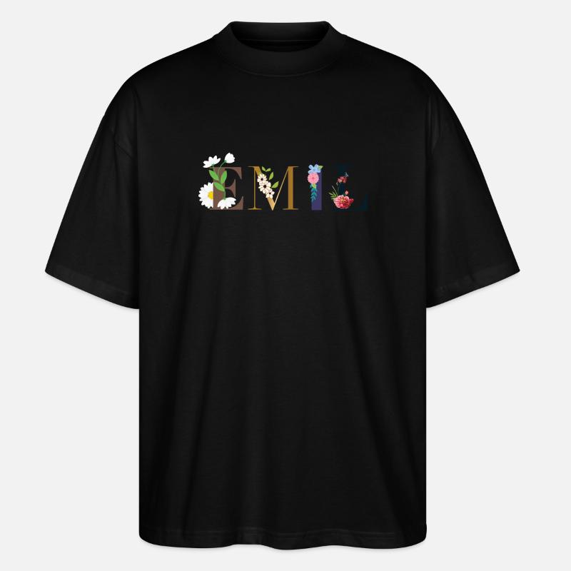 EMIL Name mit Blumen geschmückt - Stanley/Stella Oversized Unisex Bio T-Shirt Blaster 2.0 - Schwarz
