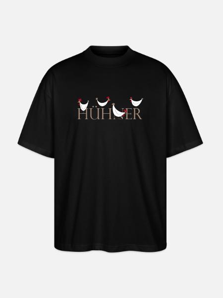 Lustige Hühner-Illustration auf Keramik - Stanley/Stella Oversized Unisex Bio T-Shirt Blaster 2.0 - Schwarz