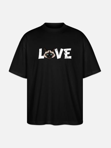 Birman Cat Love Funny Breed Illustration - Stanley/Stella Oversized Unisex Organic T-shirt Blaster 2.0 - black