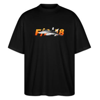 F / A-18 Super Hornet | F 18 | F18 | F / A18 | Hornisse - Stanley/Stella Oversized Unisex Bio T-Shirt Blaster 2.0 - Schwarz - Vorne - Alina (178cm) & Michal (187cm)