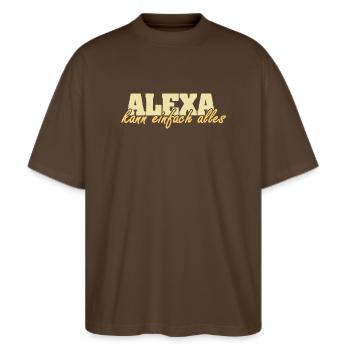 Frau Alexa - Stanley/Stella Oversized Unisex Bio T-Shirt Blaster 2.0 - Dunkelbraun - Vorne - Alina (178cm) & Michal (187cm)
