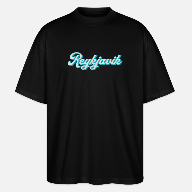 Reykjavik Neon Script - Stanley/Stella Oversized Unisex Bio T-Shirt Blaster 2.0 - Schwarz