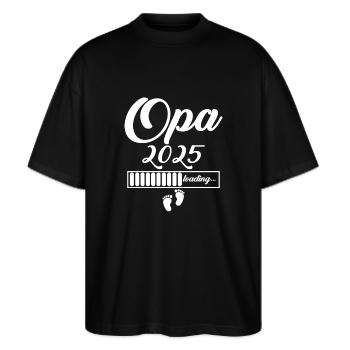 Opa 2025 - Stanley/Stella Oversized Unisex Bio T-Shirt Blaster 2.0 - Schwarz - Vorne - Alina (178cm) & Michal (187cm)