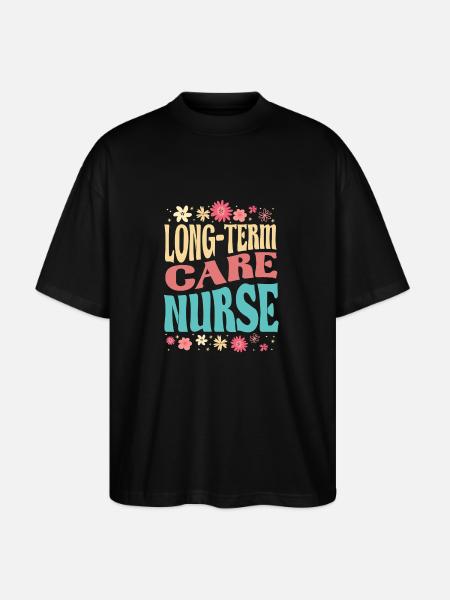 Langzeitpflege Krankenschwester Blumen-outfit - Stanley/Stella Oversized Unisex Bio T-Shirt Blaster 2.0 - Schwarz