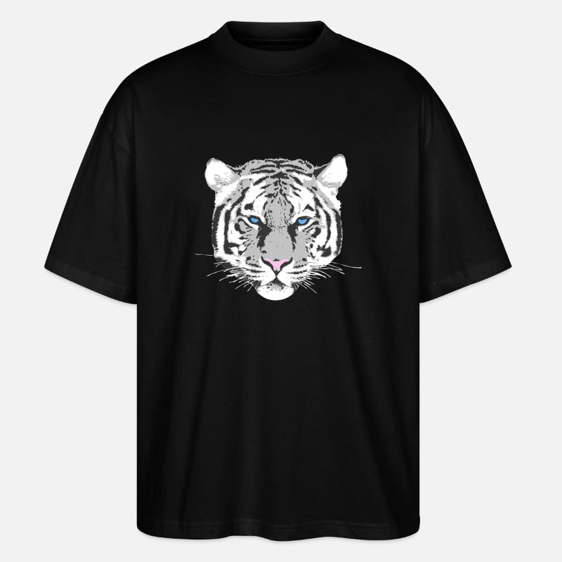 weißer Tiger - Stanley/Stella Oversized Unisex Bio T-Shirt Blaster 2.0 - Schwarz