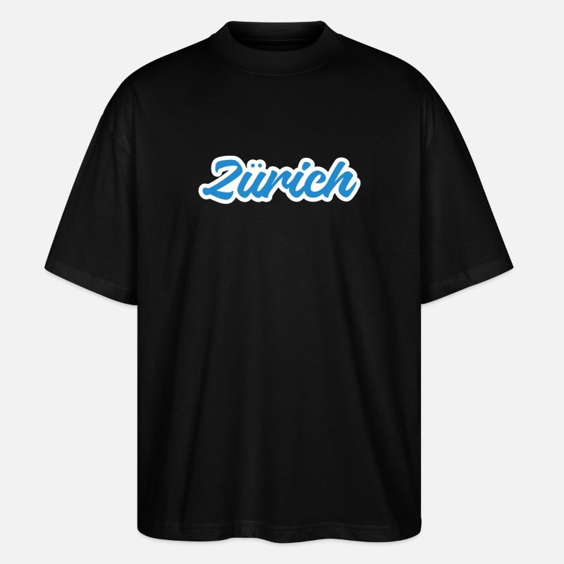 Zürich Script Blau Skyline - Stanley/Stella Oversized Unisex Bio T-Shirt Blaster 2.0 - Schwarz