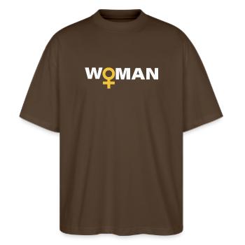 WOMAN - Stanley/Stella Oversized Unisex Bio T-Shirt Blaster 2.0 - Dunkelbraun - Vorne - Alina (178cm) & Michal (187cm)