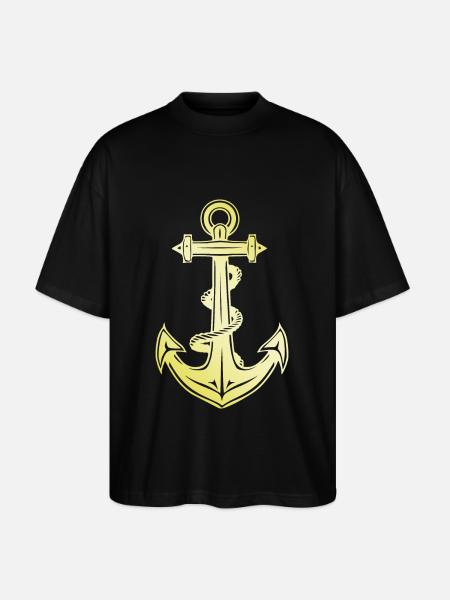 Anker Symbol Gold - Stanley/Stella Oversized Unisex Bio T-Shirt Blaster 2.0 - Schwarz